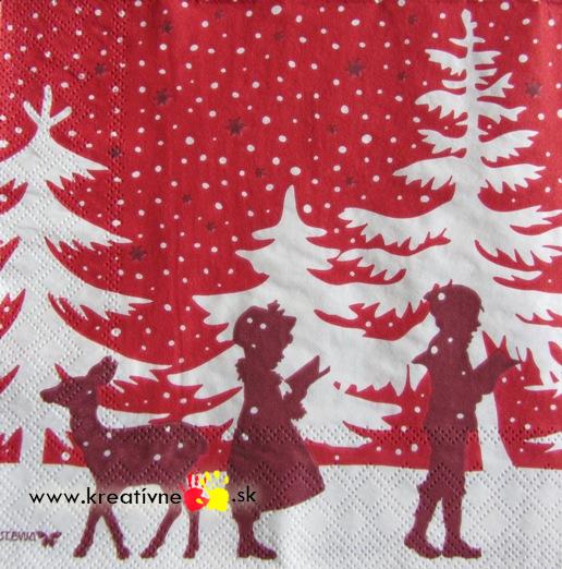 Vianočné servítky Gombíkové stromčeky, 1 ks