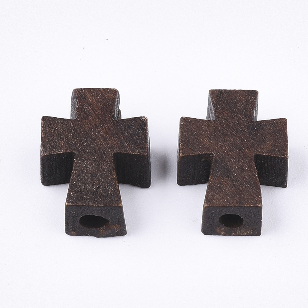 Korálky z prírodného dreva Krížik 13.5x10x4.5mm, 20 ks