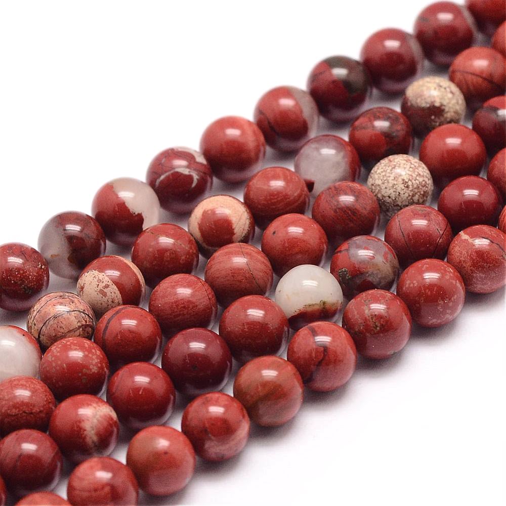 Jaspis červený korálky 8mm, 48 ks