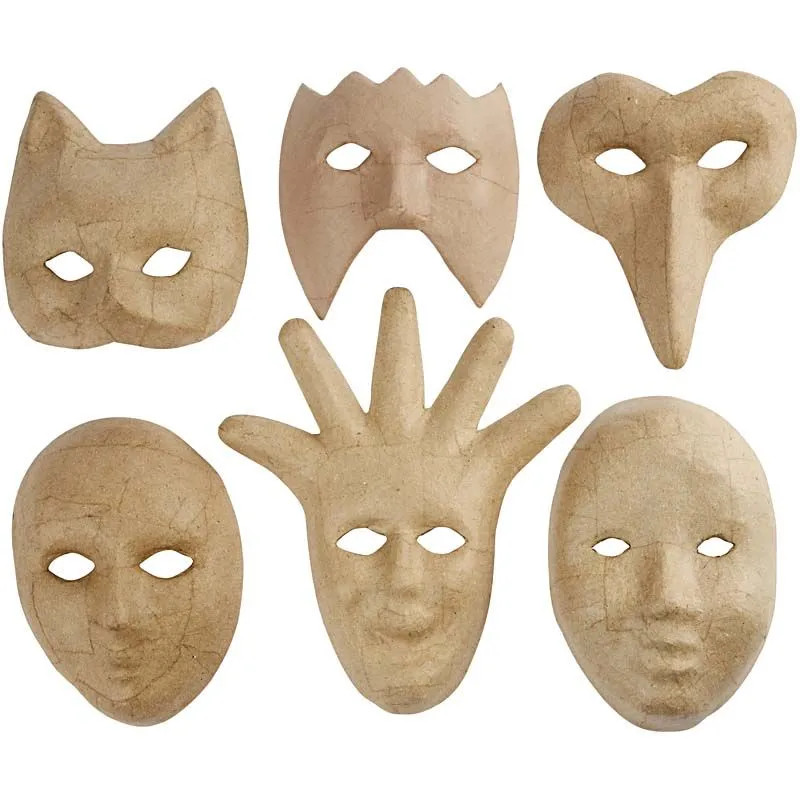 Masky z tvrdého papiera MIX, 6 ks