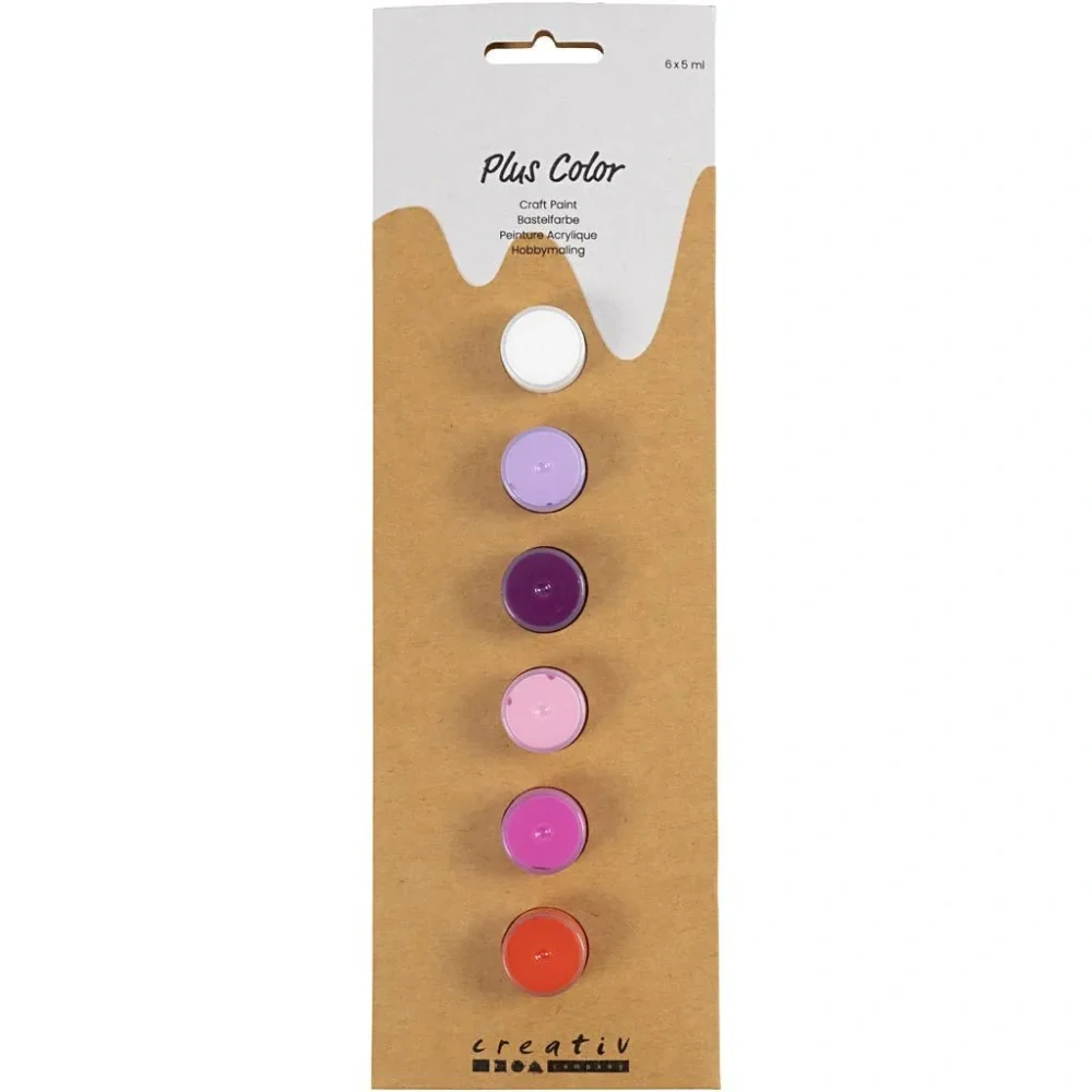 Plus Color Akrylové Fialovo-ružové farby v praktických kelímkoch 6x5ml, 1 bal.