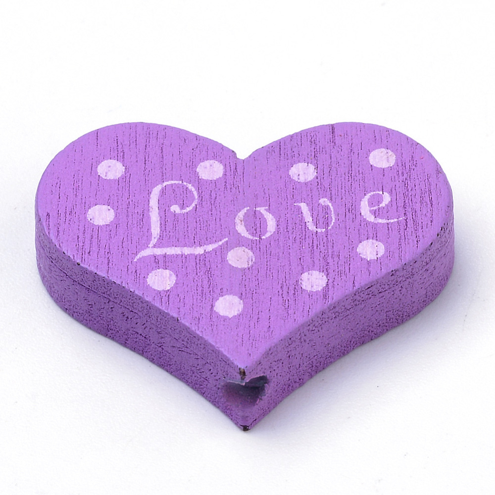 Drevené korálky srdiečko Love 19x23x5mm, 20 ks