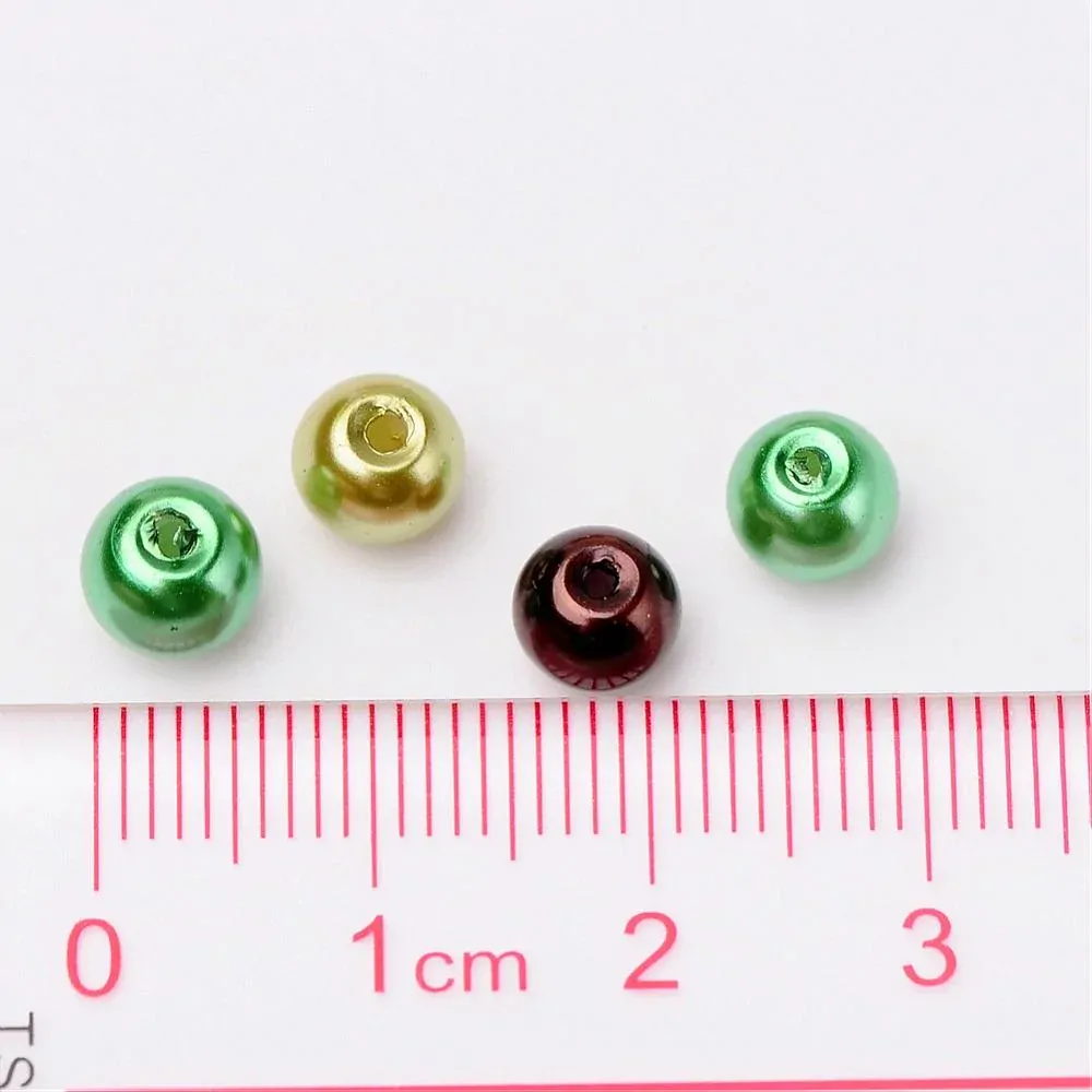 Sklenené perly Zelený mix 6 mm 200 ks