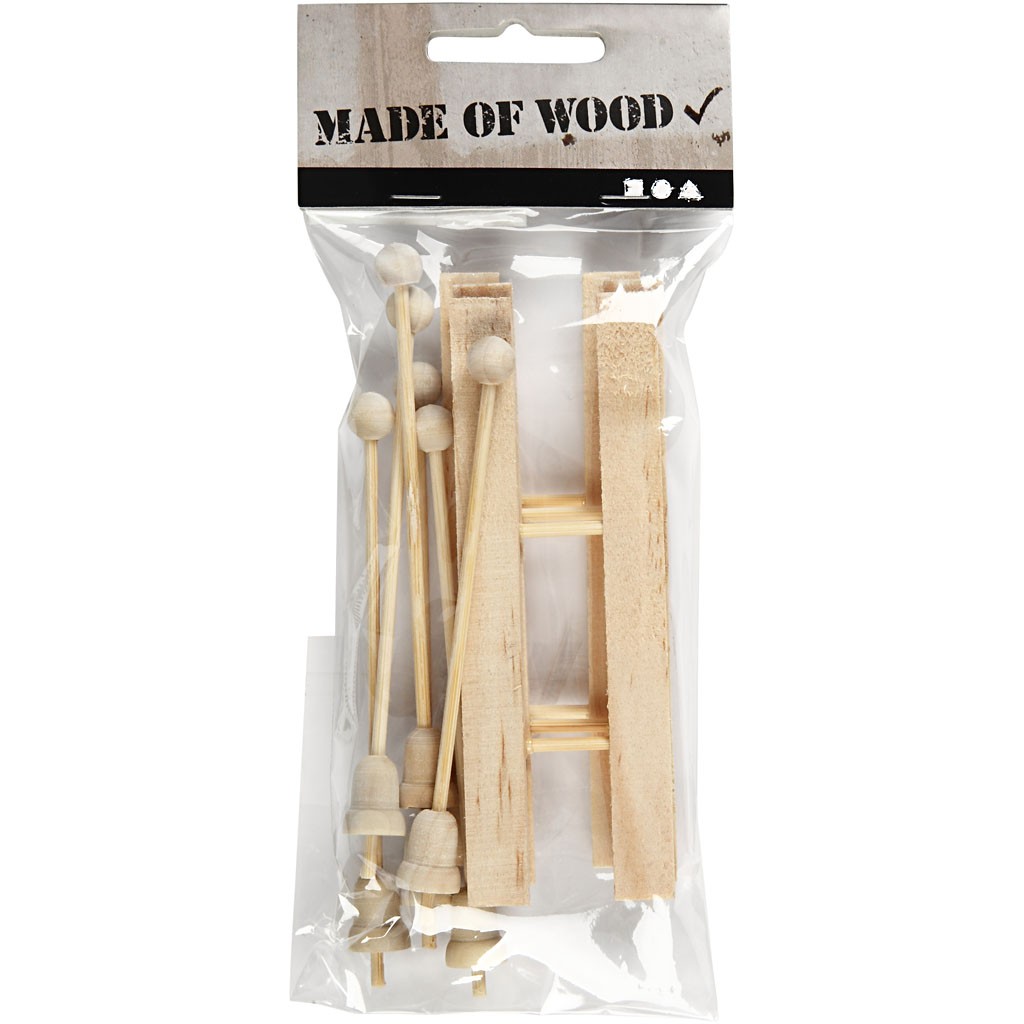 Drevené lyže s paličkami 3 páry