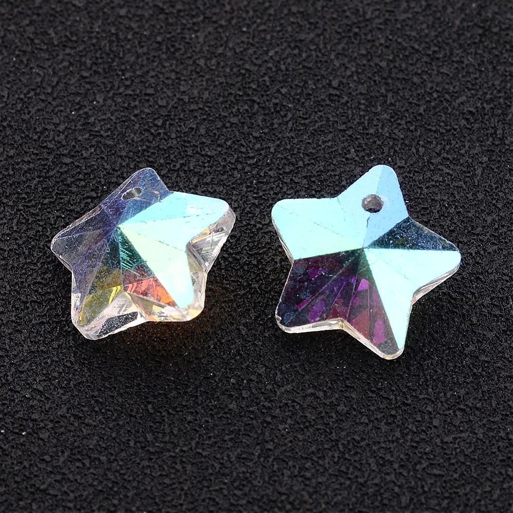 Brúsená sklenená hviezda 13x7mm 10 ks