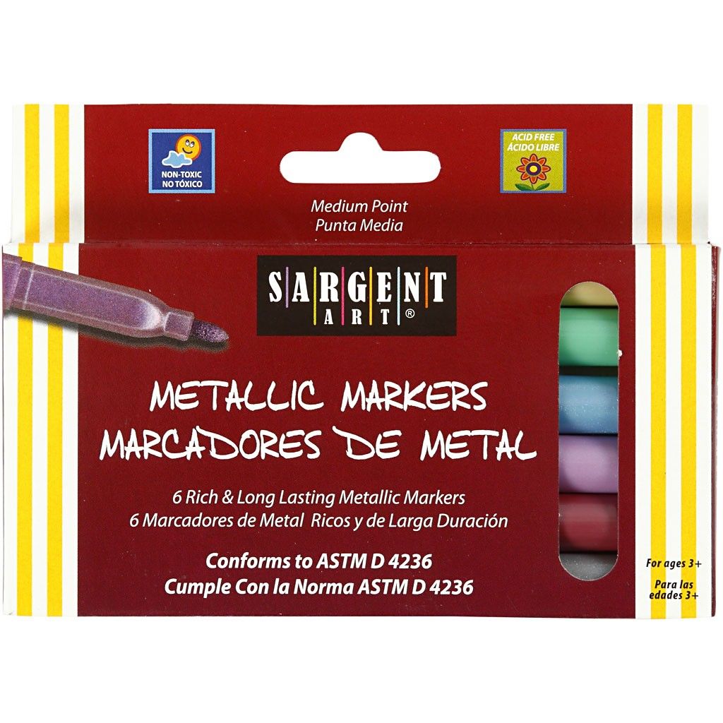 Metalické fixky Sargent Art 1mm, 6ks