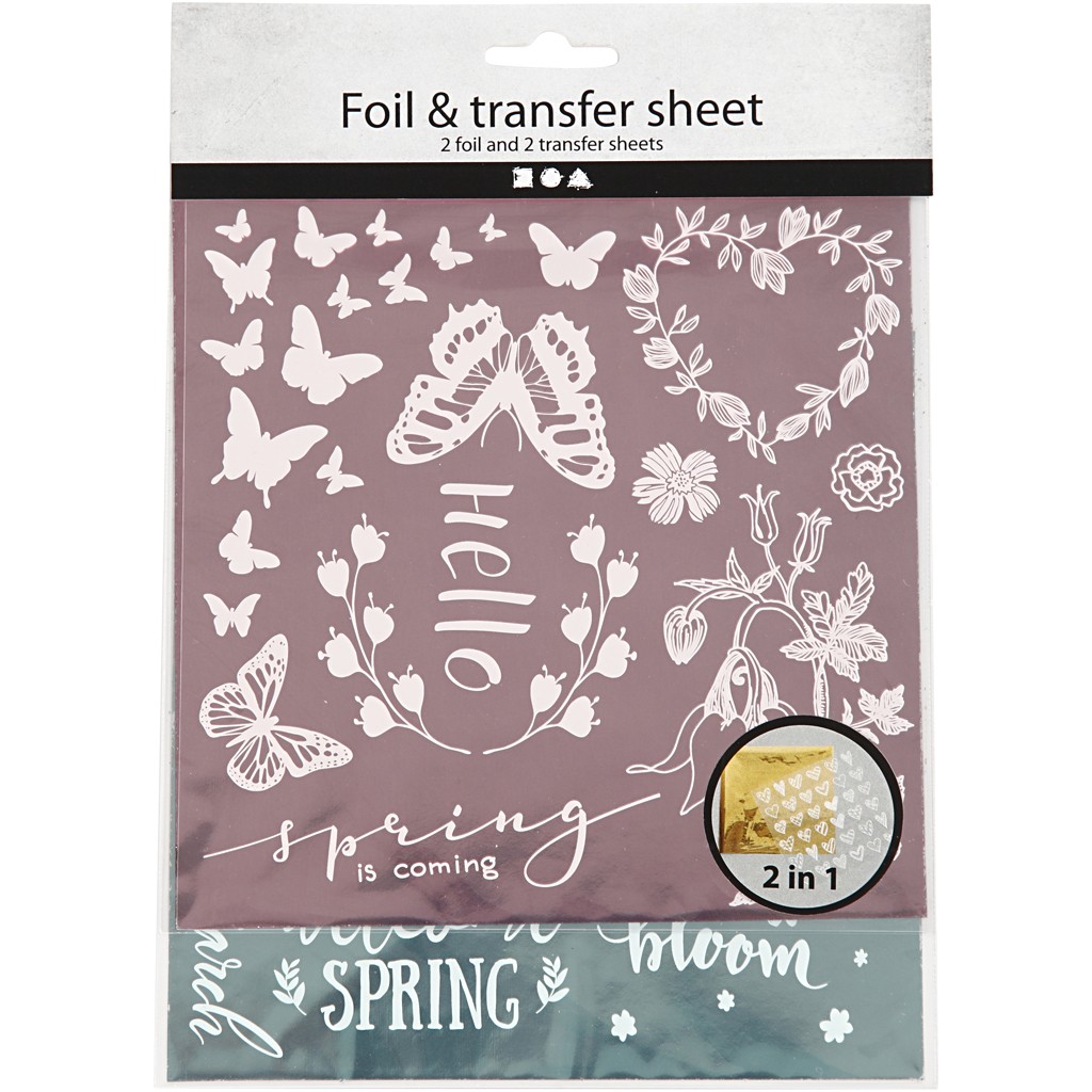 Deco fólia + transfer šablóna Hello Spring, 2 x 2 ks