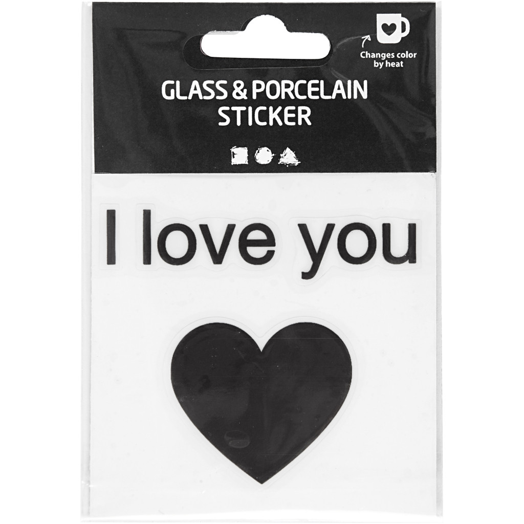 Meniace sa nálepky na sklo a porcelán I love you 8 cm