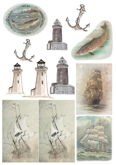 Sada Nautical scrapbook papierov 6 ks
