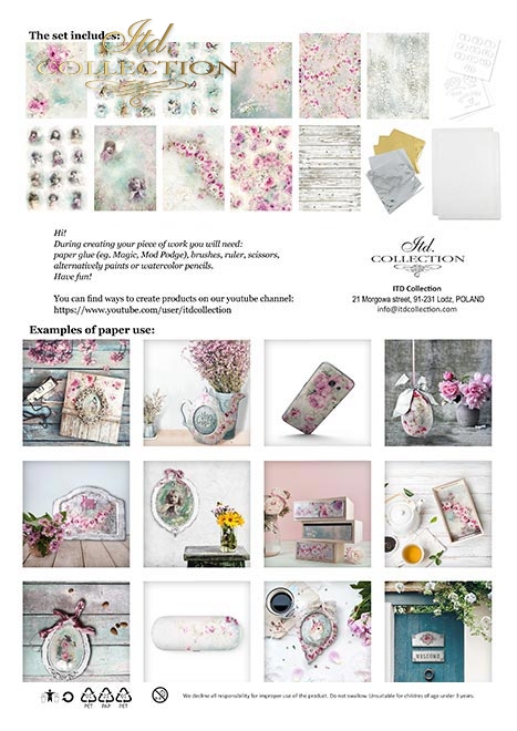 Kreatívny set "Shabby chic" ryžového papiera