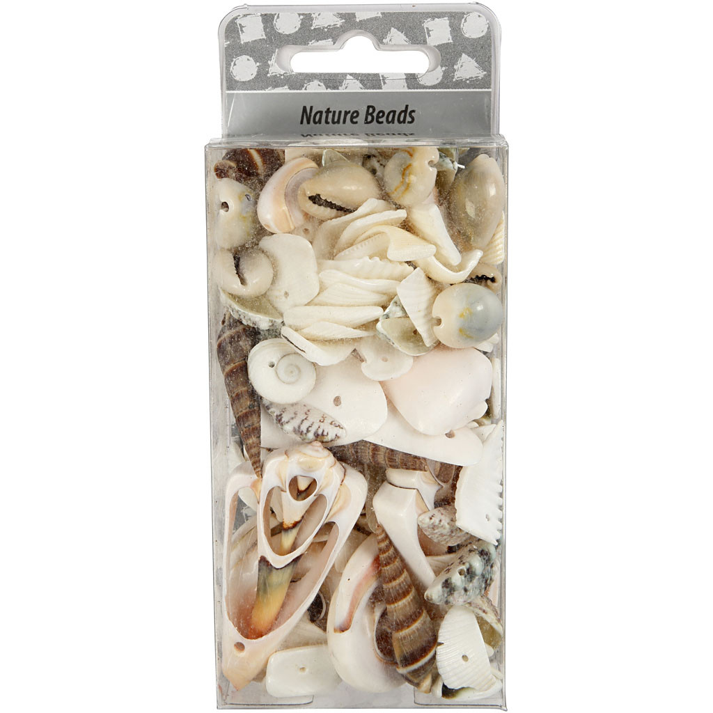 Mušle s dierkou, mix 9-40 mm, 120 g