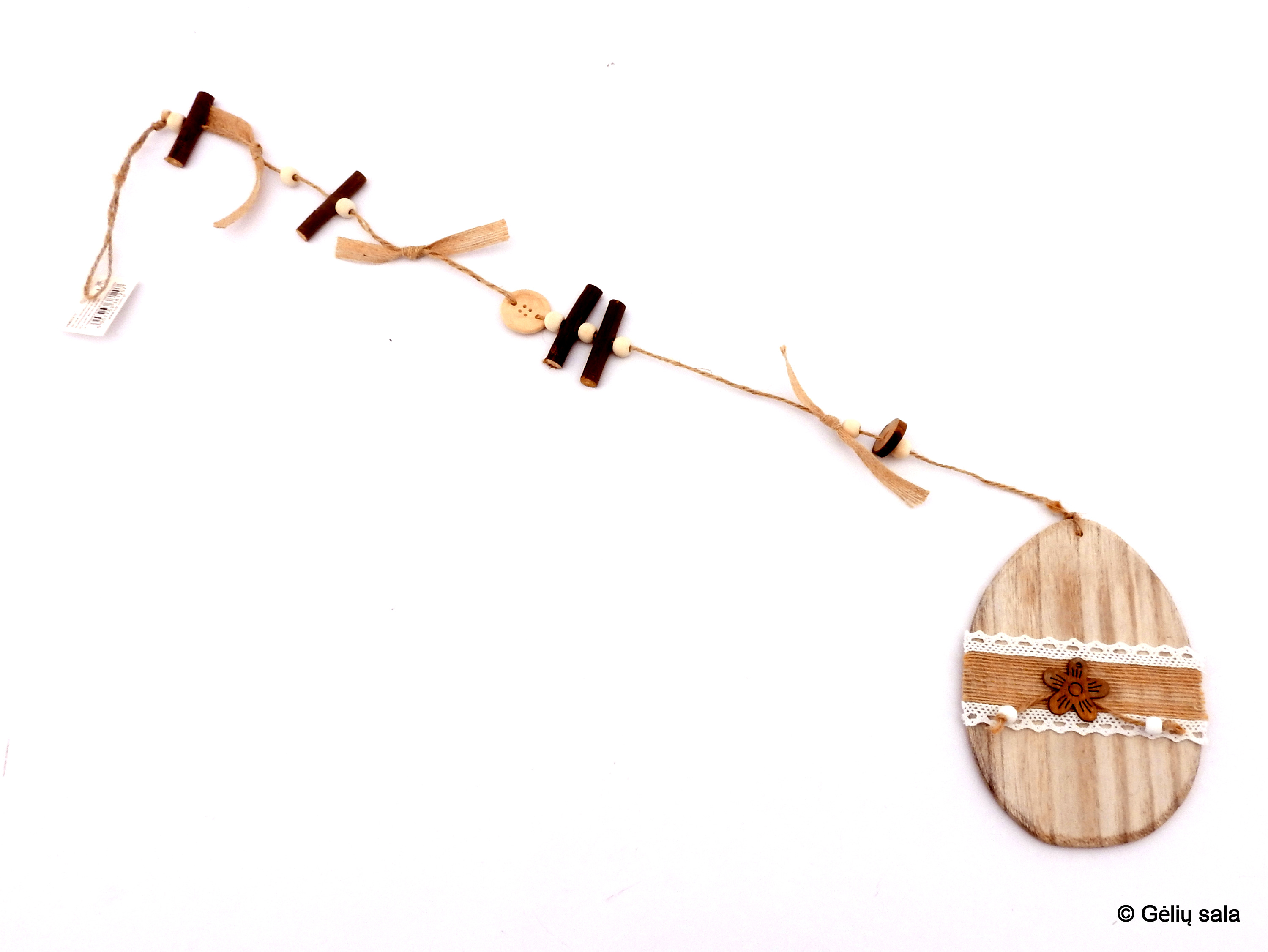 Drevený veľkonočný záves s vajíčkom 65x15 cm, 1 ks