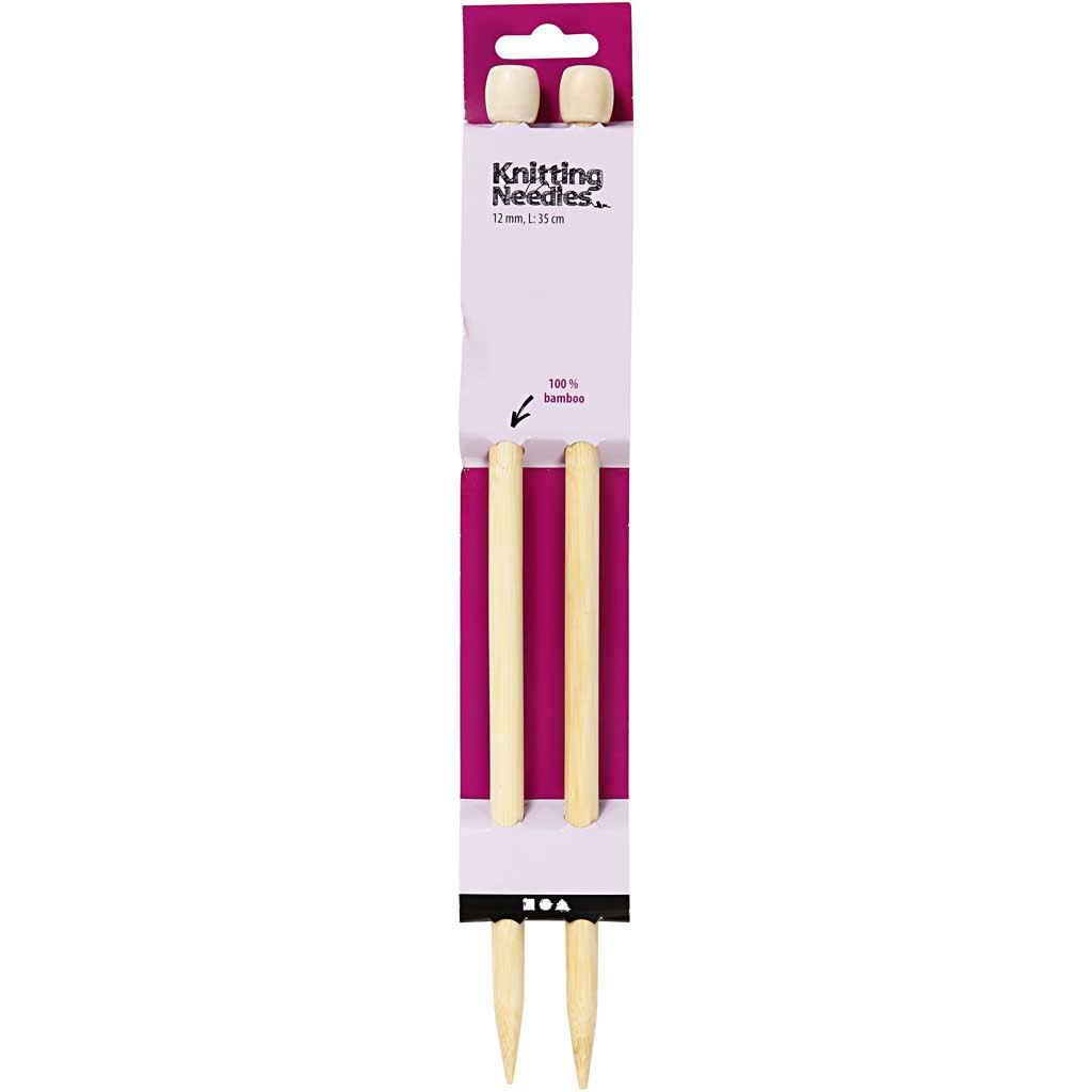 Bambusové ihlice na pletenie 12 mm, d:35cm, 1 pár