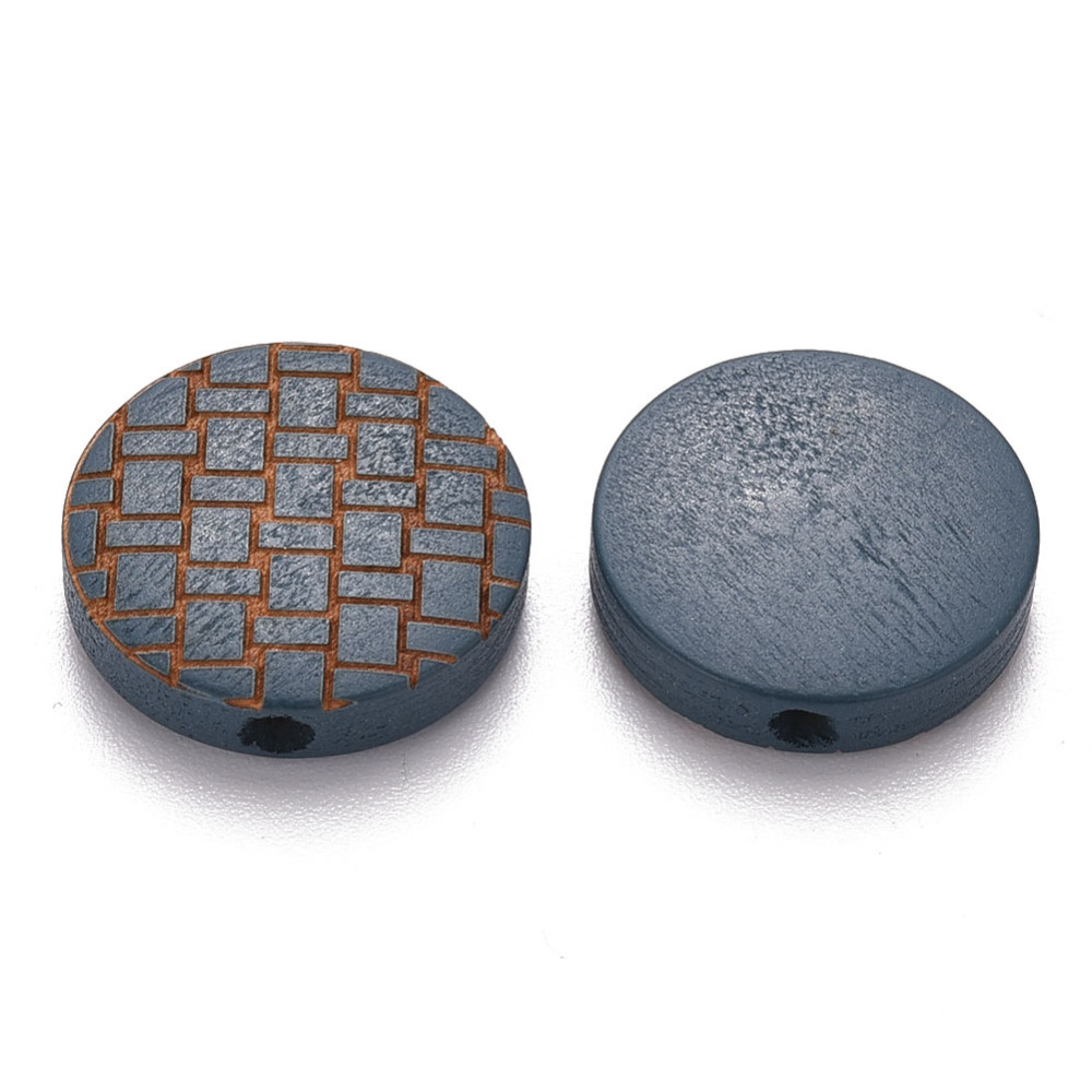 Maľované korálky z prírodného dreva so vzorom 15x5mm, 10 ks