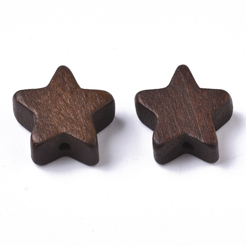 Drevené korálky Hviezdy 15x15x5.5mm, 10 ks