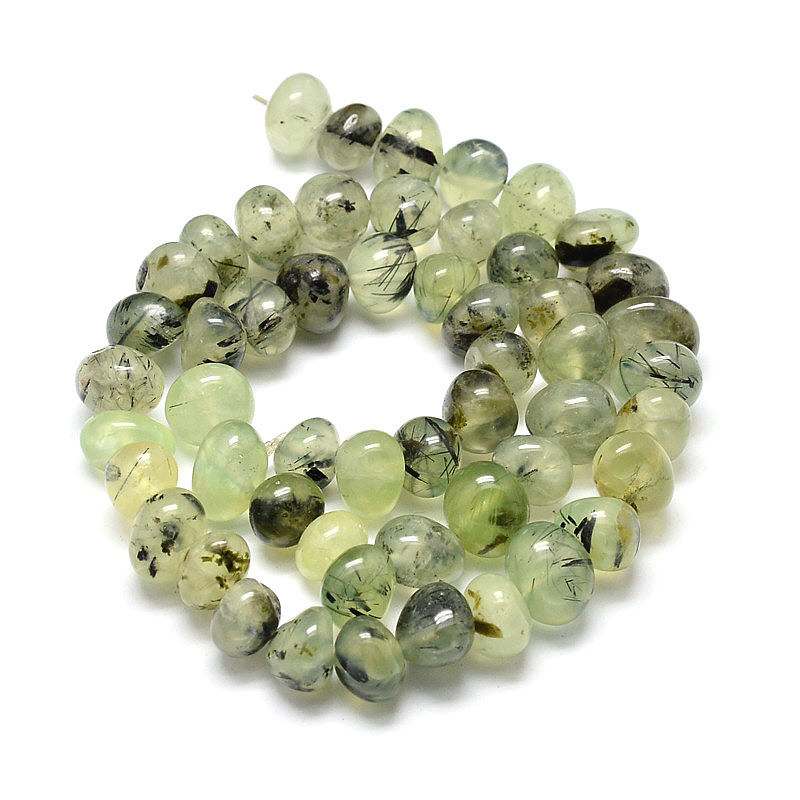 Korálky z prírodného kameňa Prehnite 6-10mm, 64 ks