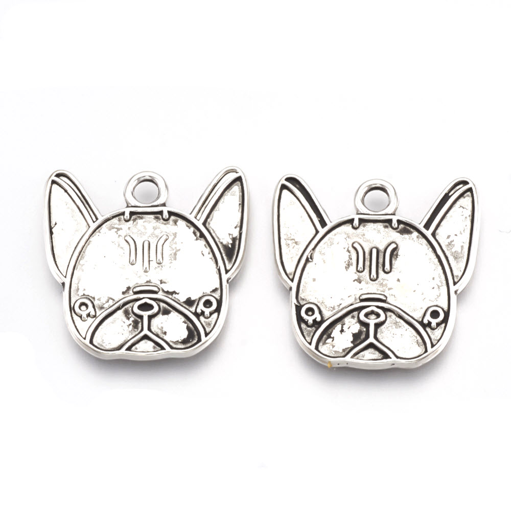 Kovový prívesok Pes bezolovnatý a bez kadmia 22.5x23x1.5mm, 10 ks