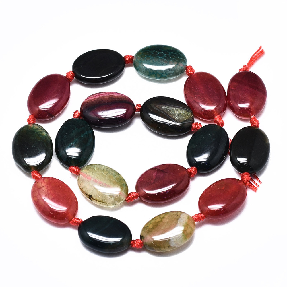 Achát (farbený) korálky 17.5x12.5x6.5mm, cca 17 ks