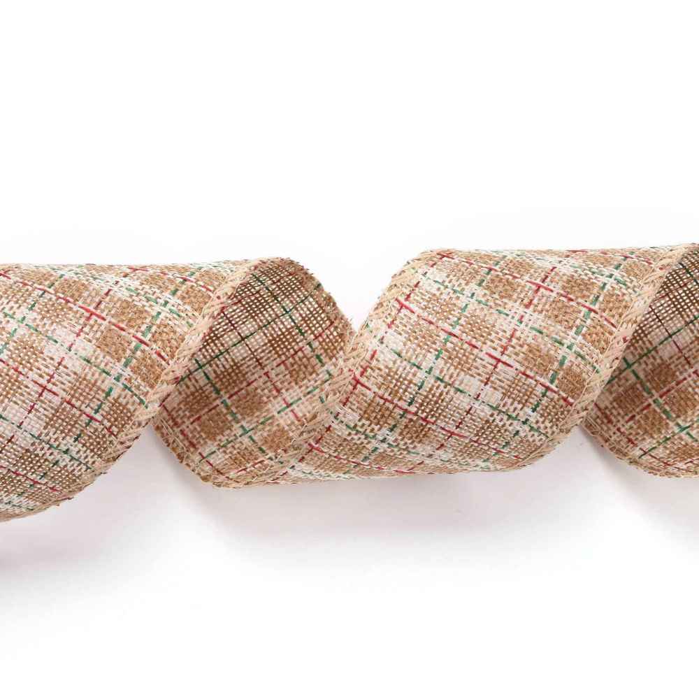 Imitácia jutovej stuhy Károvaná 60mm, 5 m