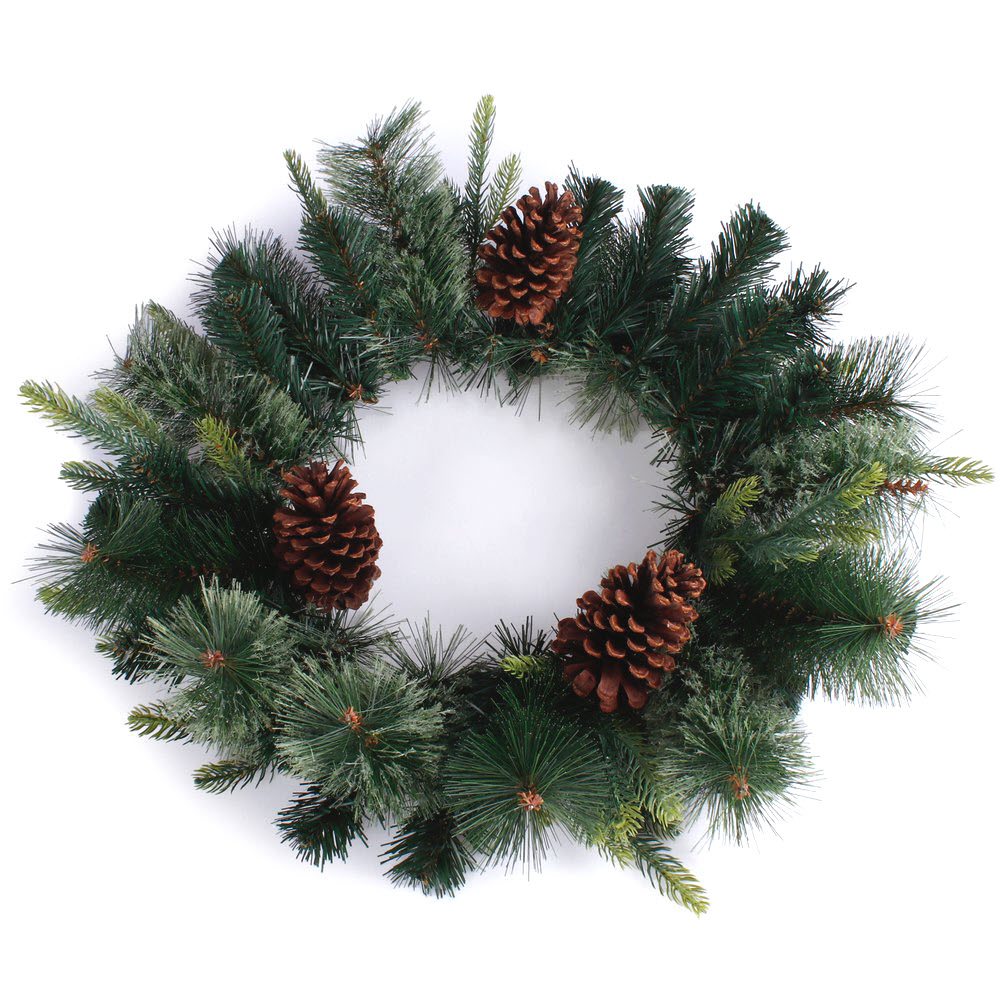 Veniec z umelého ihličia so šiškami 55 cm, 1 ks