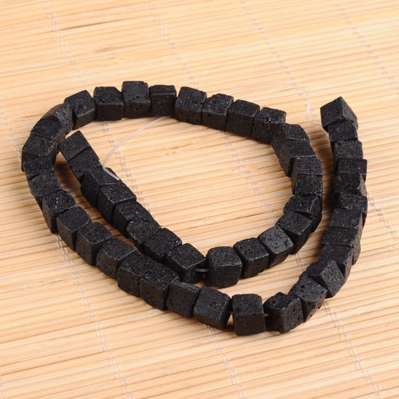 Lávový kameň korálky Kocka 8x8x8mm, 50 ks
