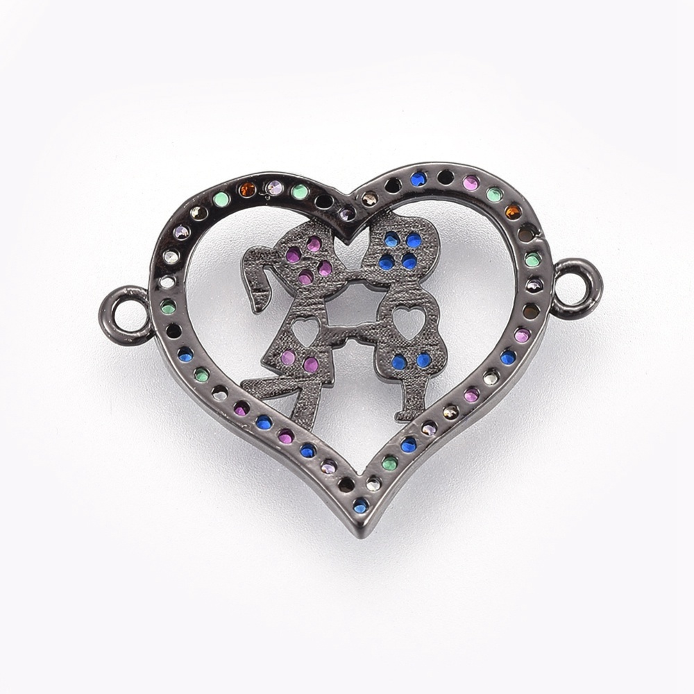 Kovový medzičlánok Srdce 22x16.5x2.5mm, 1 ks