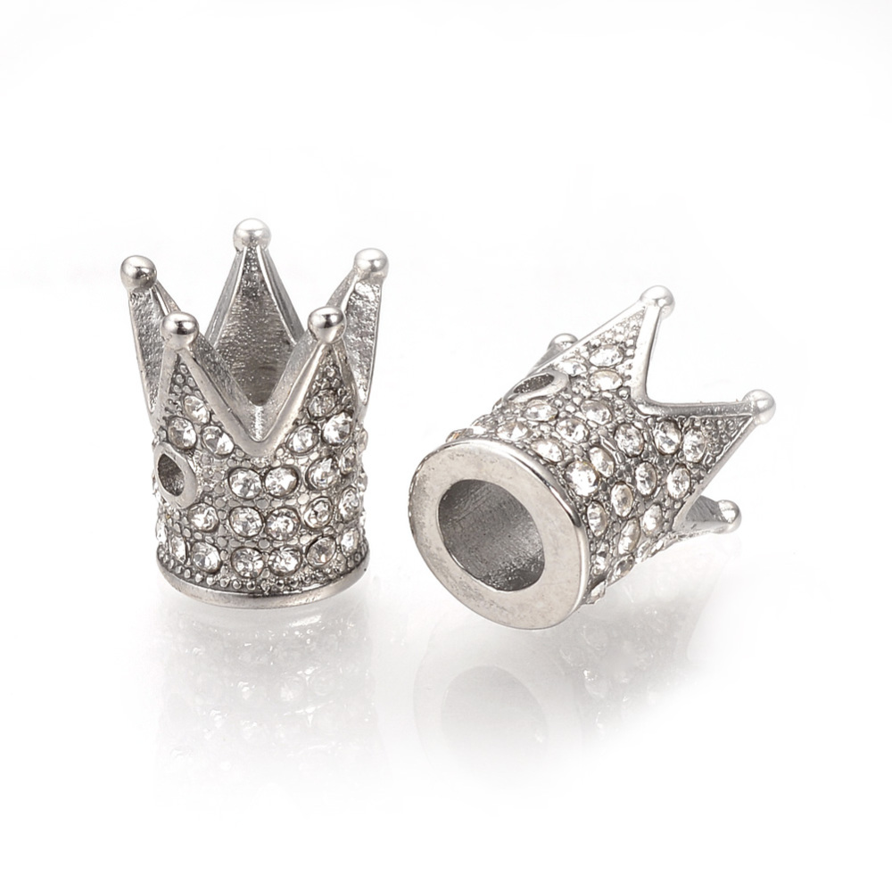 Korálka Koruna so sklíčkami z 304 nerezovej ocele 12x10mm, 1 ks