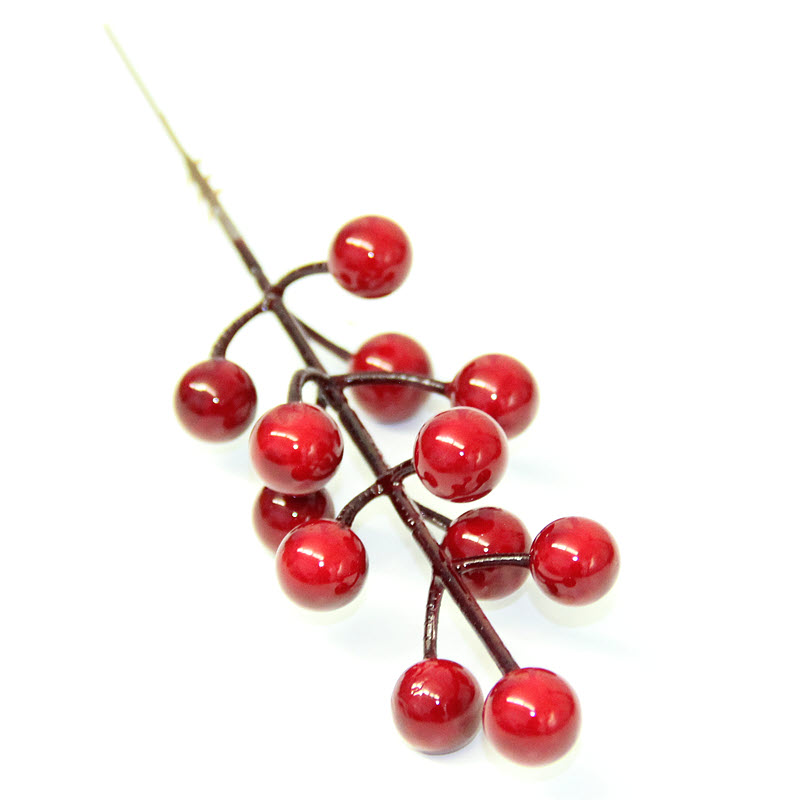 Červené bobule k aranžovaniu 19cm, 4 vetvičky