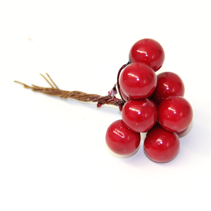 Červené bobule k aranžovaniu 8cm, 12 zväzkov