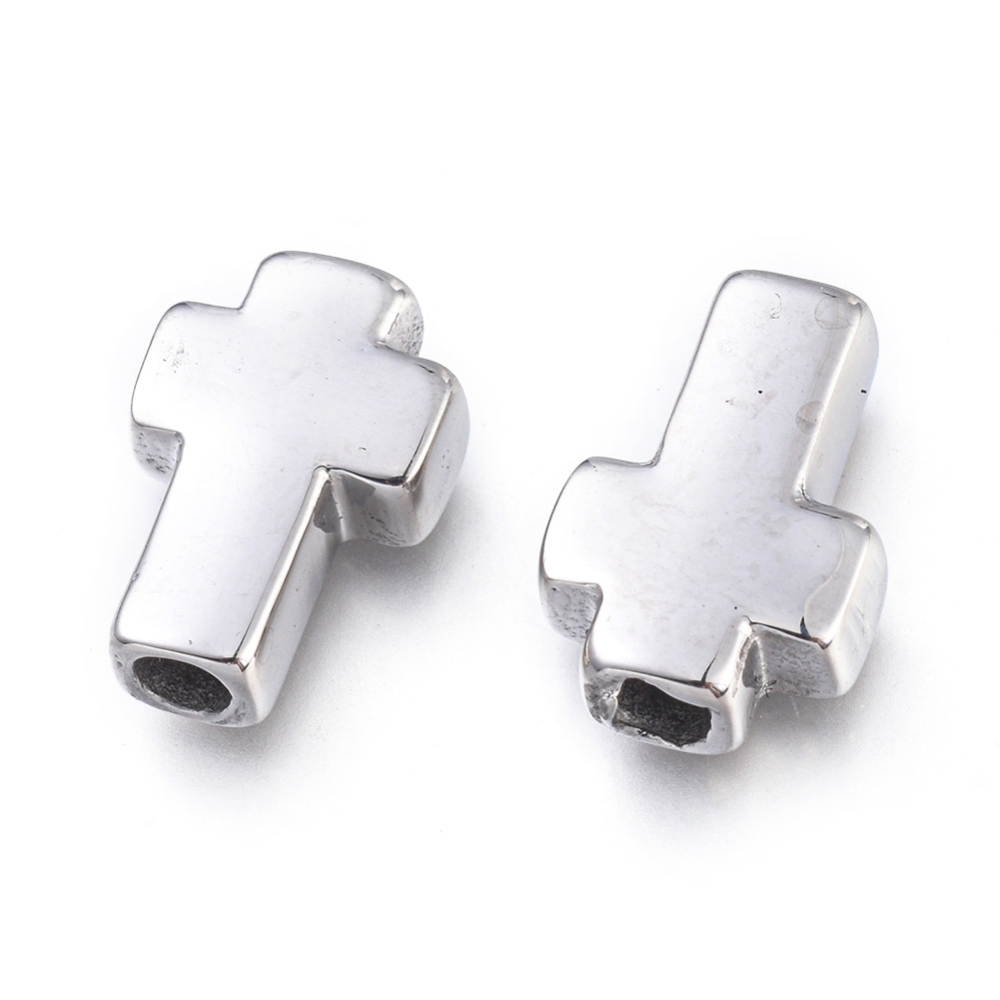 Korálky Kríž z 304 nerezovej ocele 15x10x4mm, 1 ks