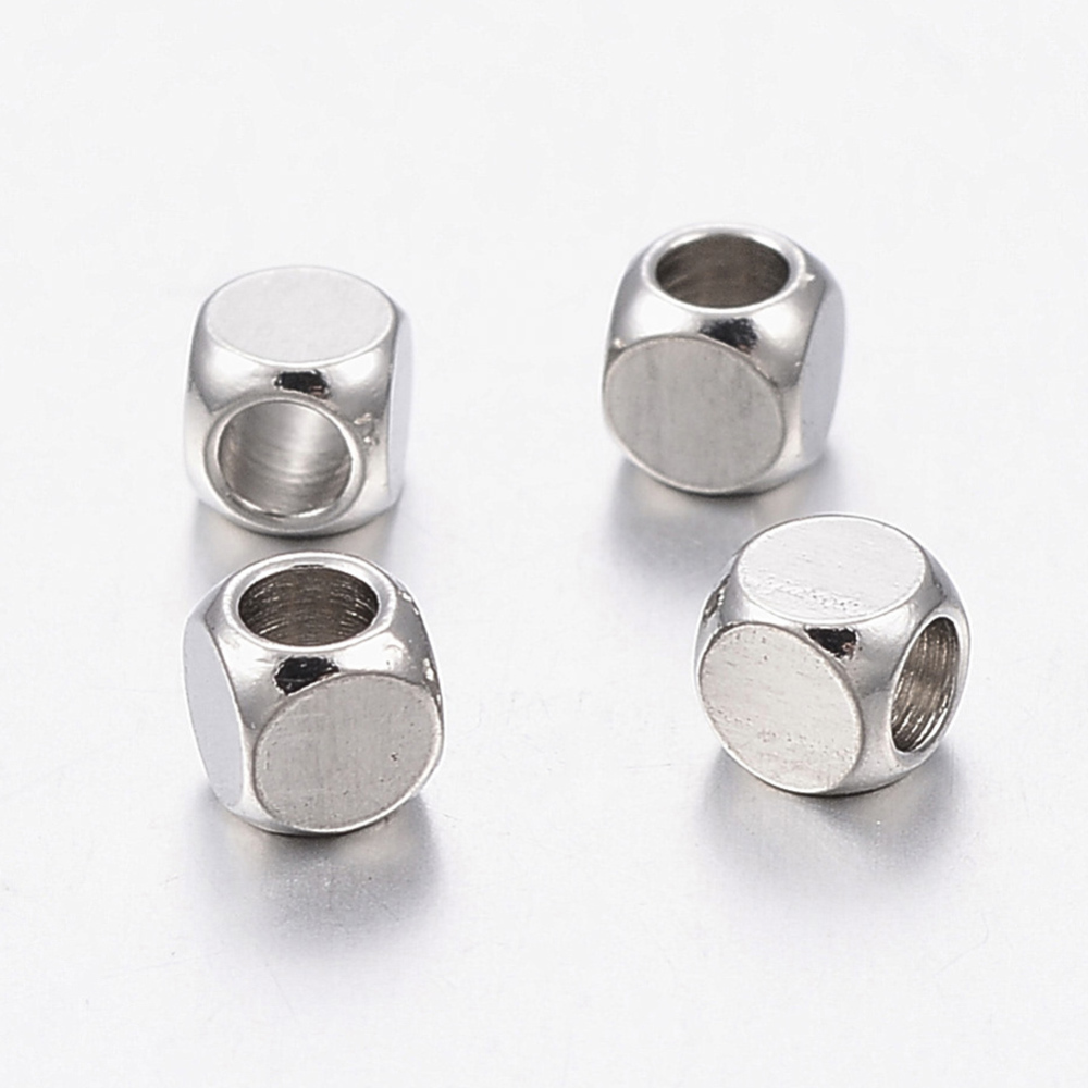 Korálky Kocka z 304 nerezovej ocele 3x3x3mm, 10 ks