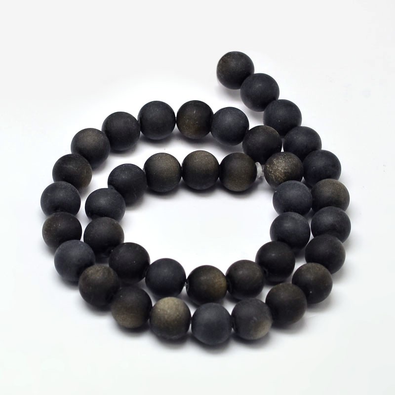 Obsidián matné korálky 10mm, 37 ks