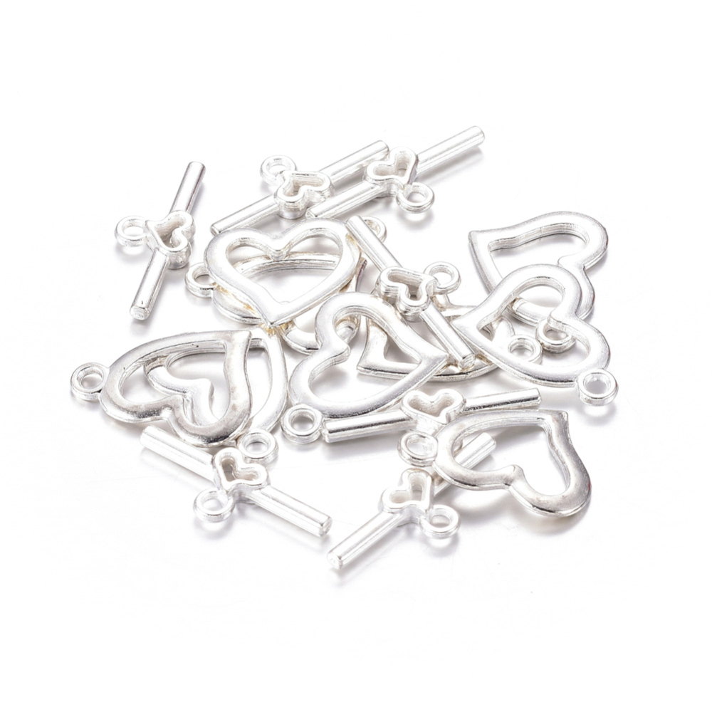 Americké zapínanie Srdce 15x19mm; 22x9mm, 5 setov