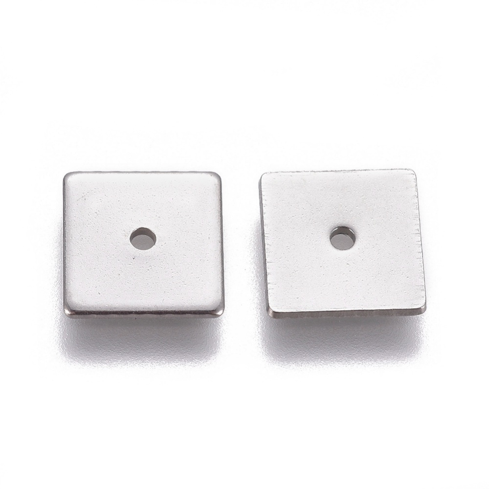 Korálky z 304 nerezovej ocele Štvorce 8x8x0.7mm, 20 ks