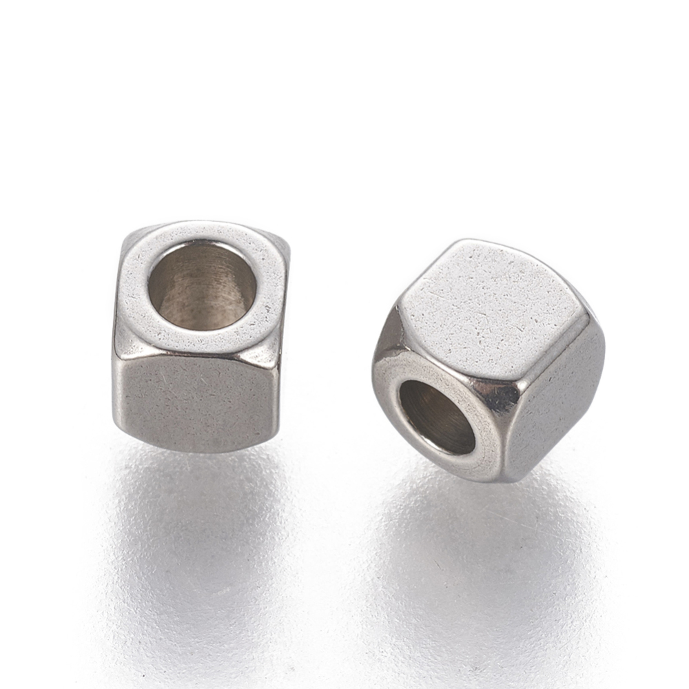 Korálky z 304 nerezovej ocele Kocka 4x4x4mm, 30 ks