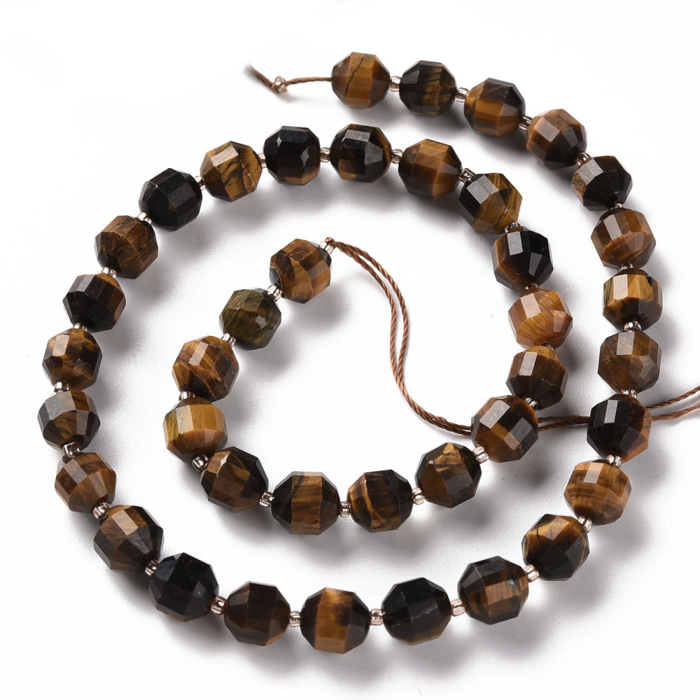 Tigrie oko korálky (brúsený) 8x7.5mm, cca 40 ks