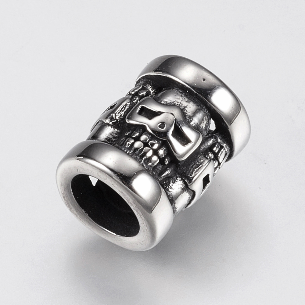 Kovová korálka s lebkou z chirurgickej ocele 13x10mm, 1 ks