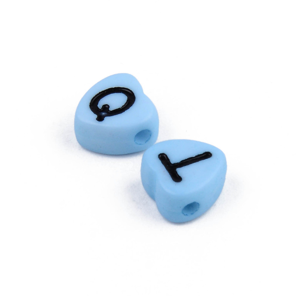 Plastové Korálky Srdiečka písmená 7x7x4mm, 10 g