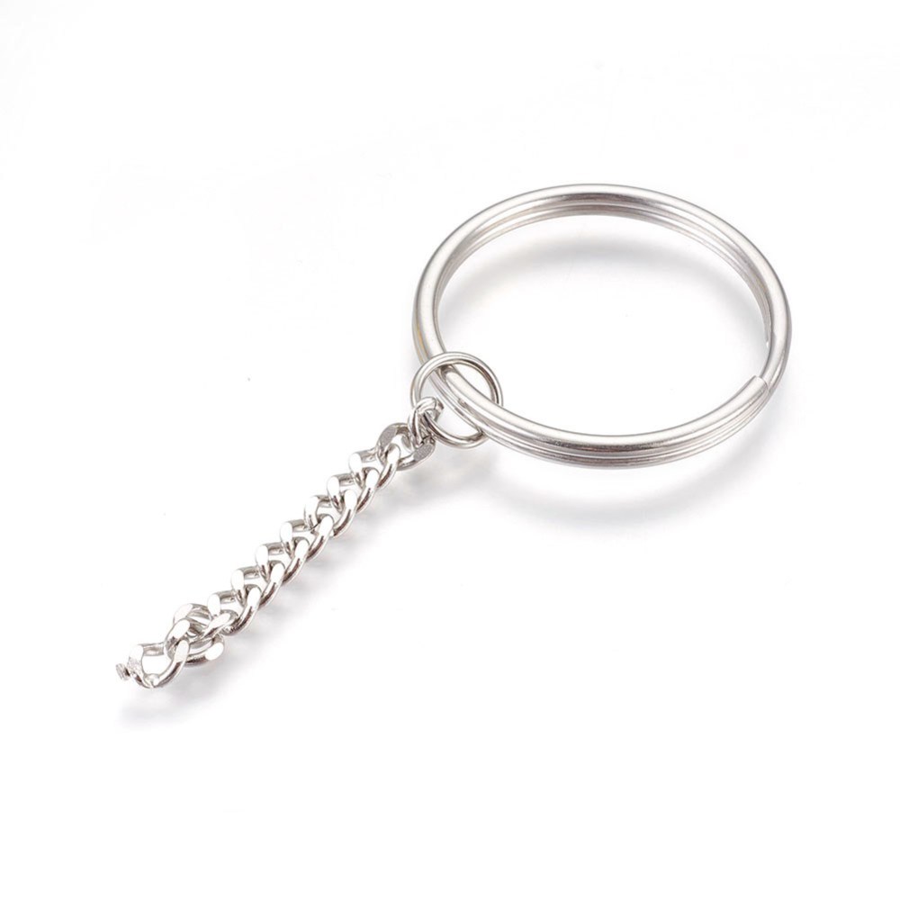 Krúžok + retiazka na kľúče z nerezovej ocele 78x35x3mm, 5 ks