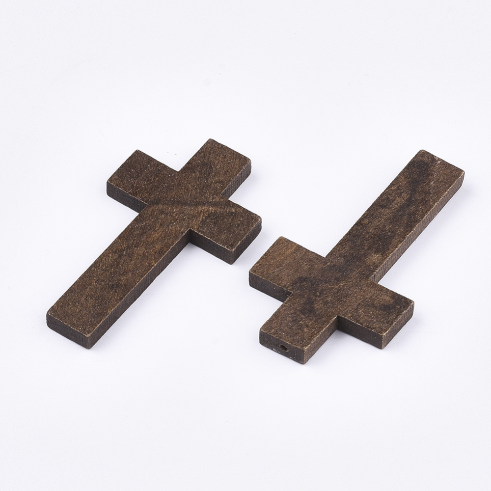 Korálky z prírodného dreva Krížik 50x27.5~28x4mm, 10 ks