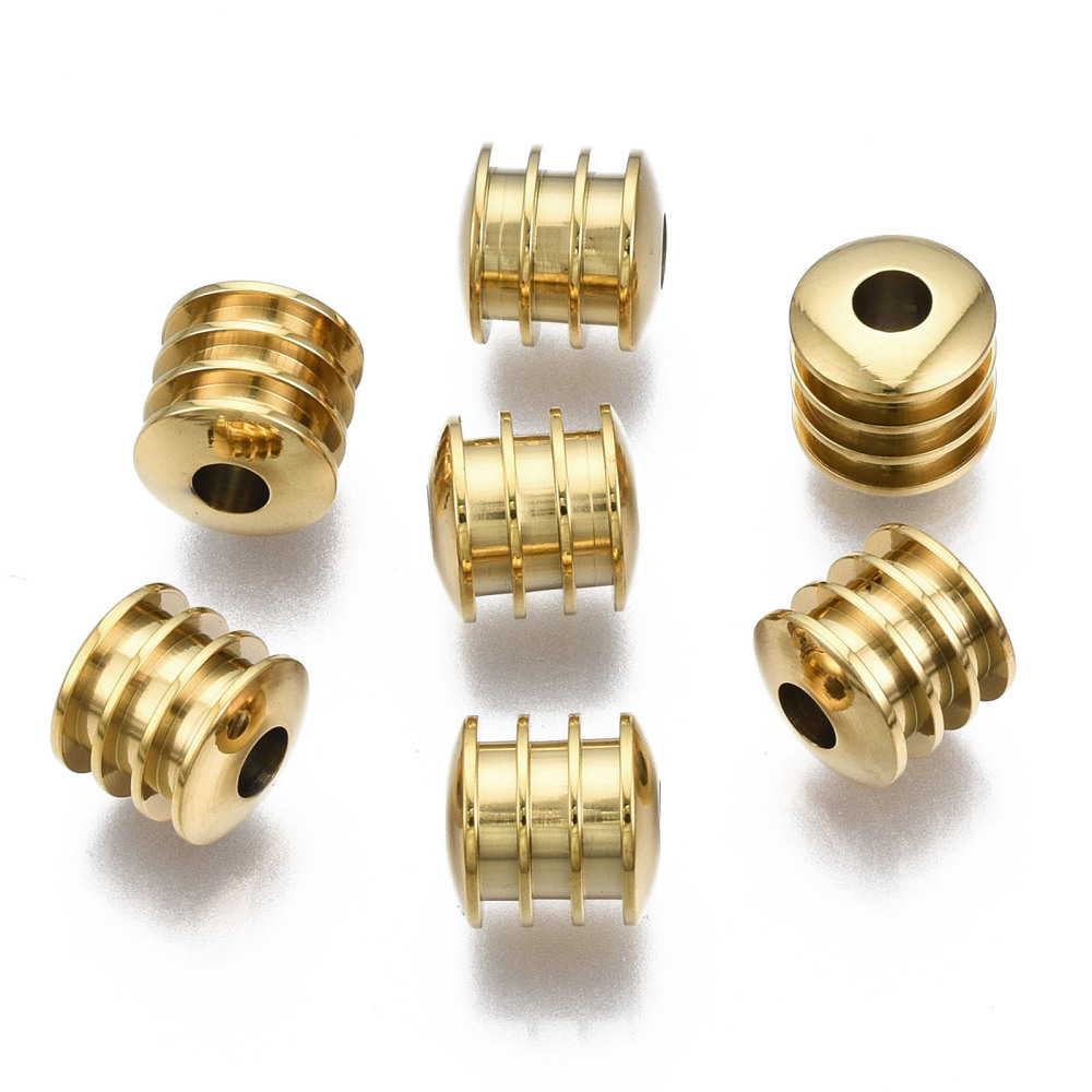 Kovová ozdobná korálka z chirurgickej ocele pozlátená 15K zlatom 8x8mm, 1 ks