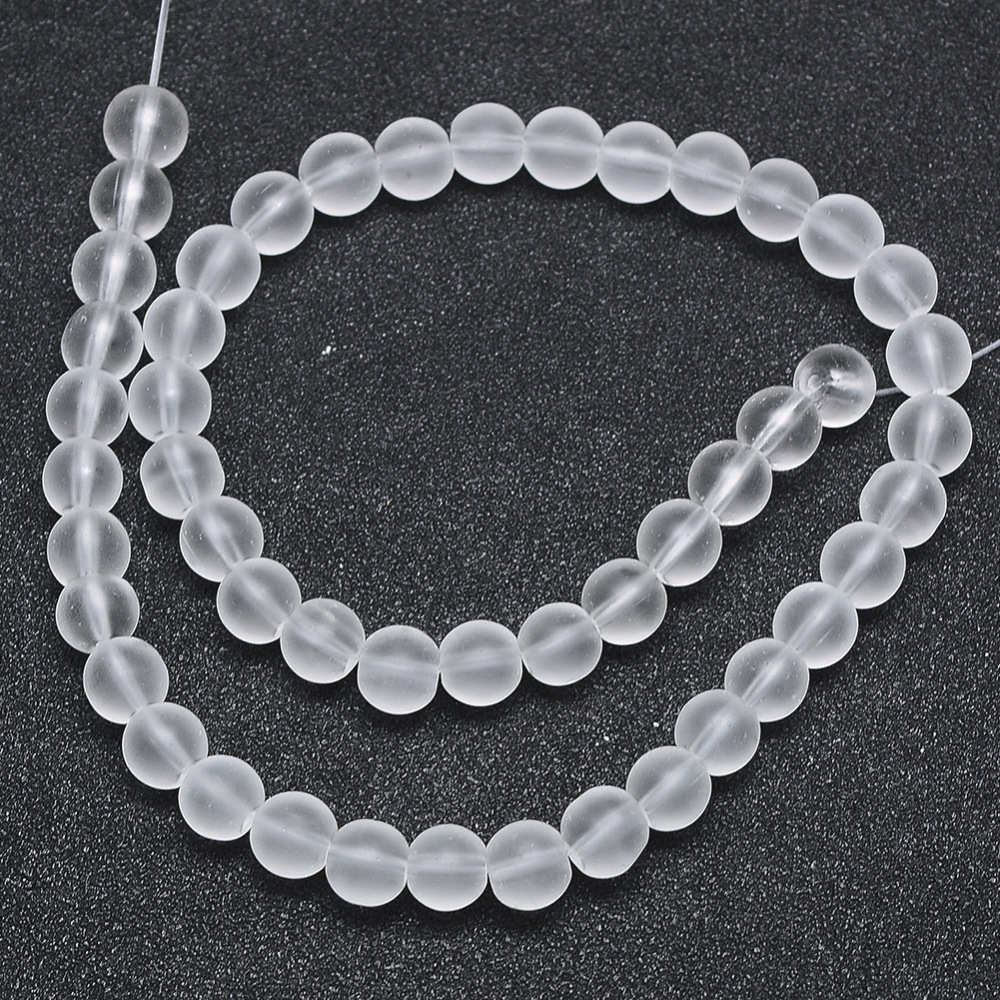 Sklenené Frosted korálky 8mm, 48 ks