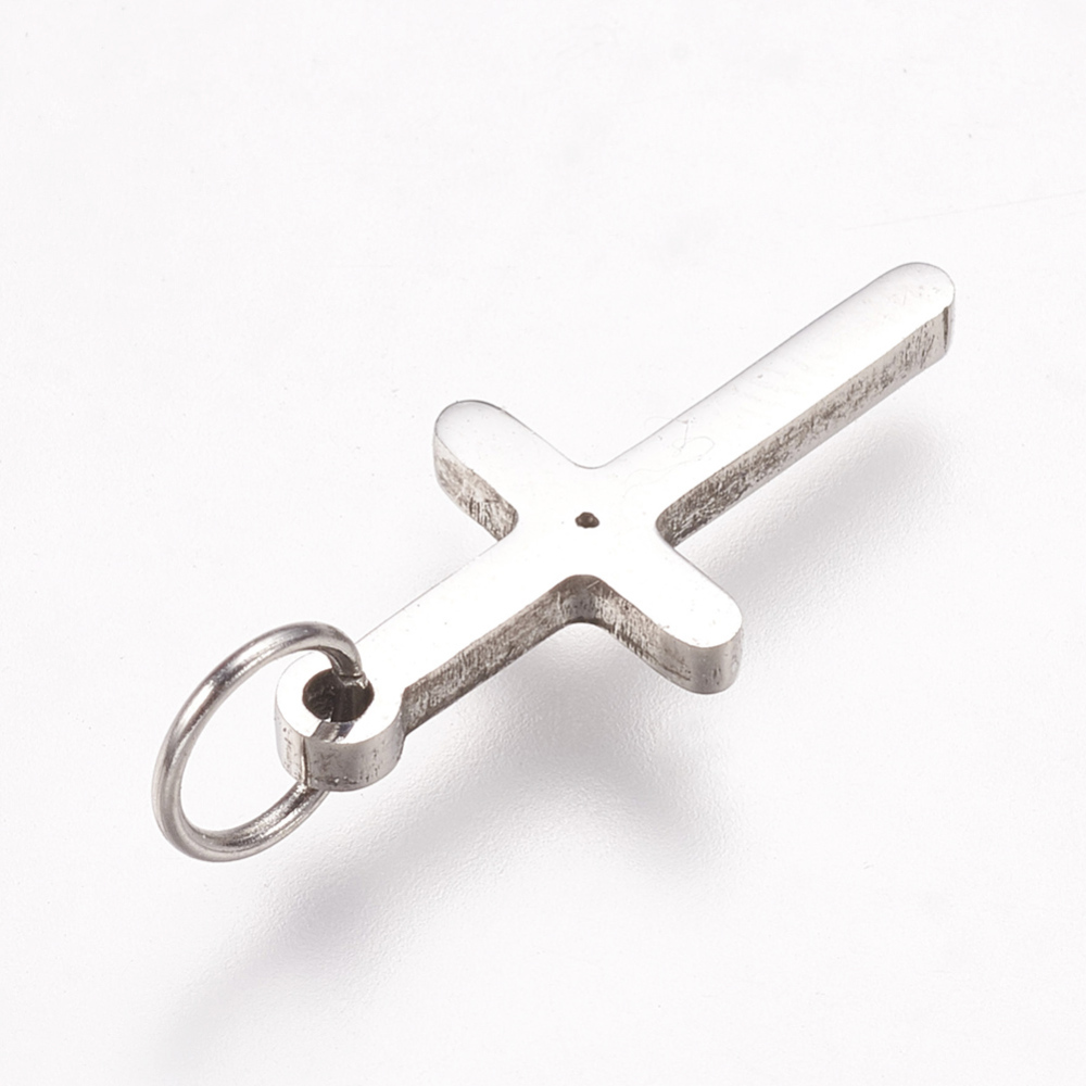 Kovový prívesok Kríž z chirurgickej ocele 16.5x8x1.5mm, 1 ks