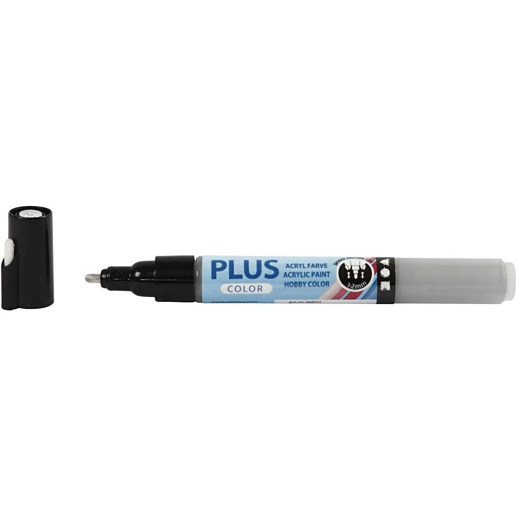 Plus Color Strieborná akrylová fixka 1-2mm, 5,5ml, 1ks