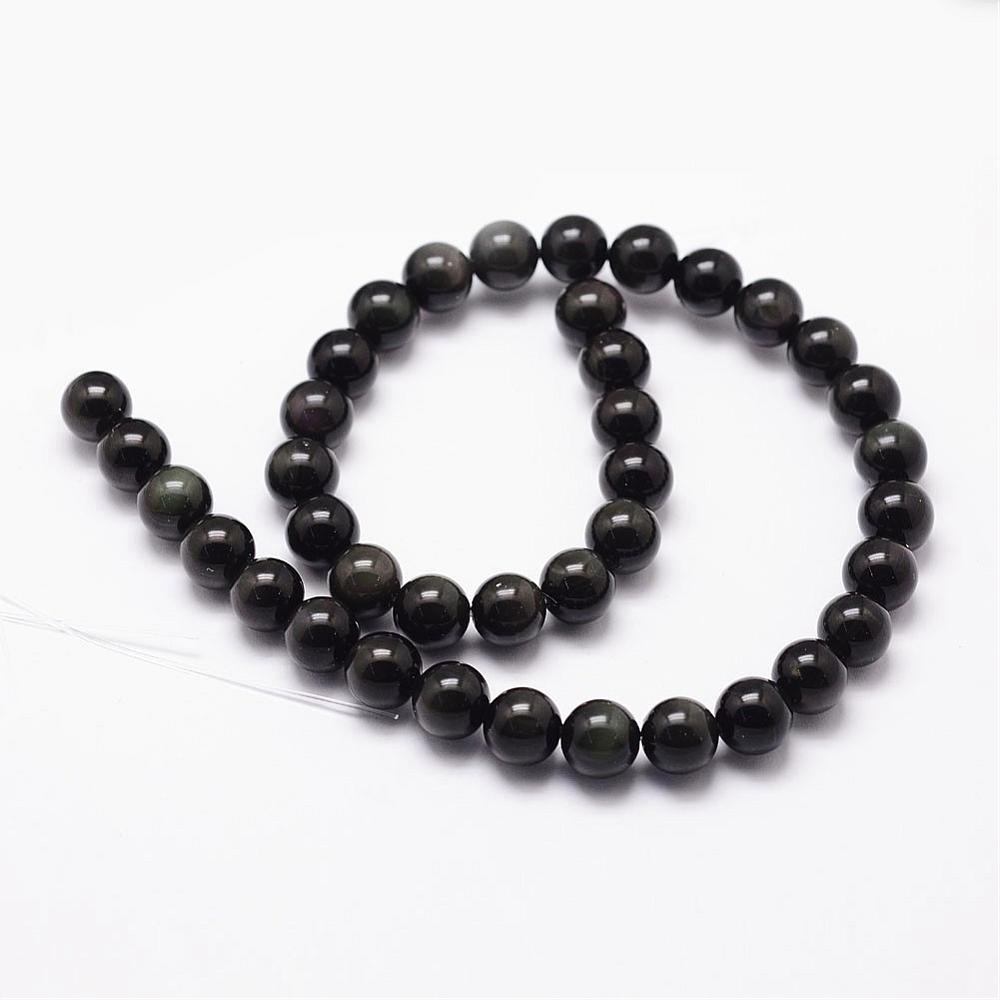 Obsidián korálky 10mm, 38 ks