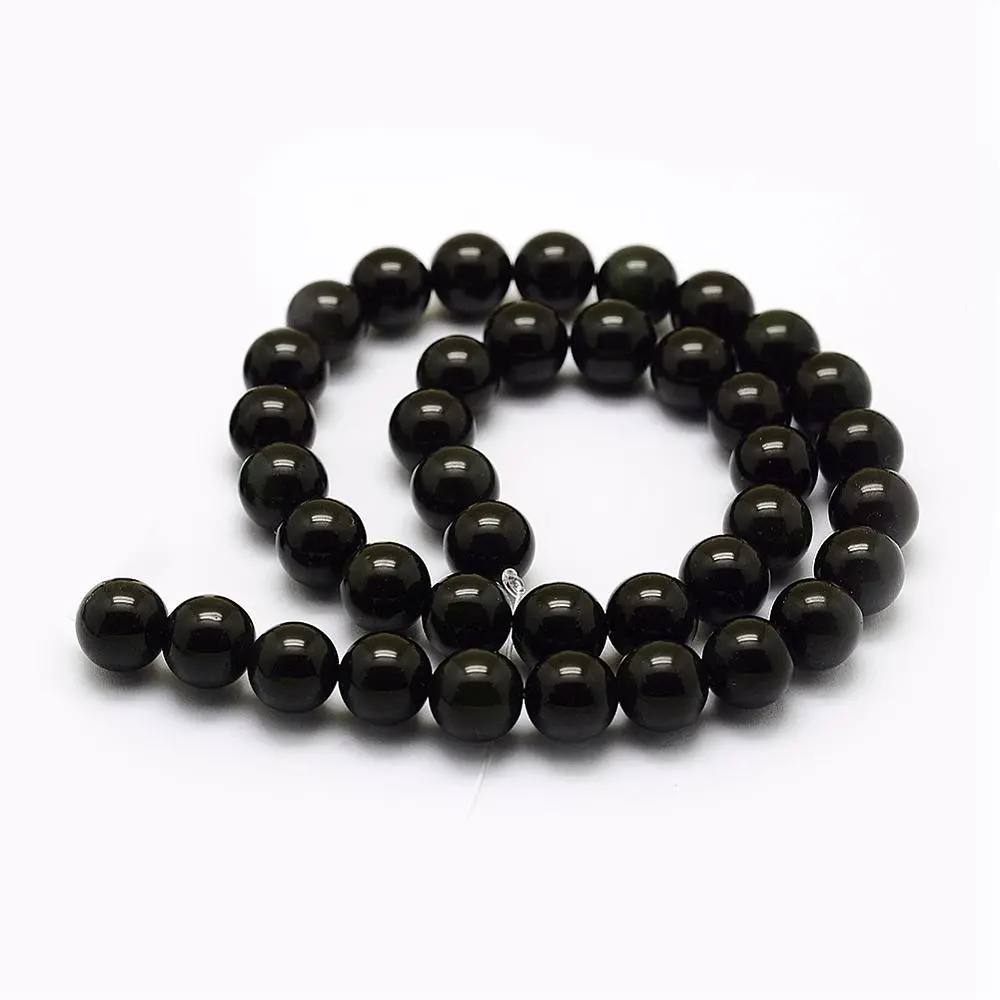 Obsidián korálky 8mm, 49 ks