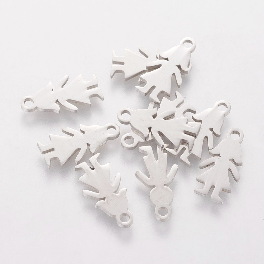 Prívesok Dievča z nehrdzavejúcej ocele 14x7.2x1mm, 1 ks