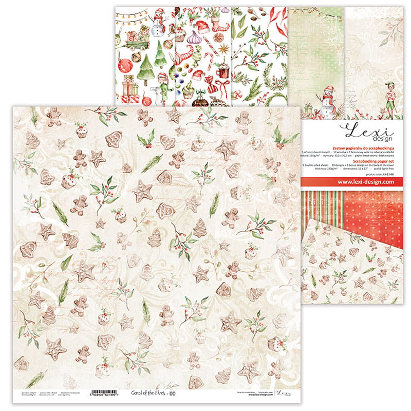 Sada obojstranných papierov Carol of the Elves 30,5x30,5cm , 5 ks/bal.