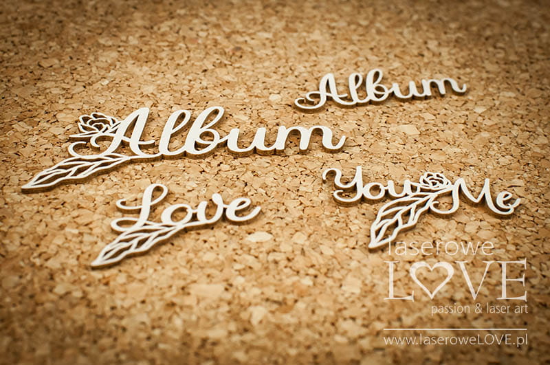 Výrezy z lepenky Nápisy Love you me, Album, 1 sada