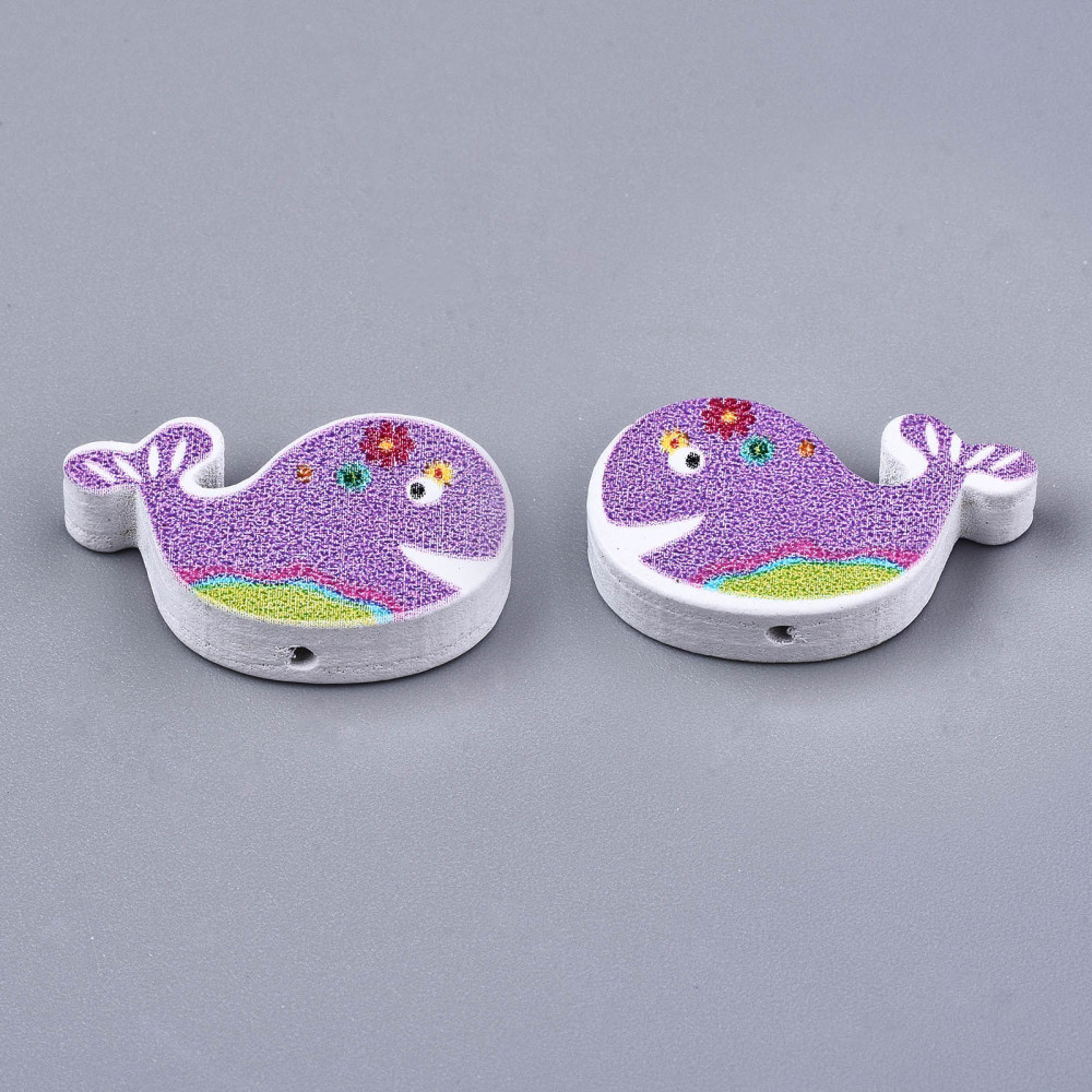 Drevené korálky Veľryba 15.5x25x6mm, 20 ks